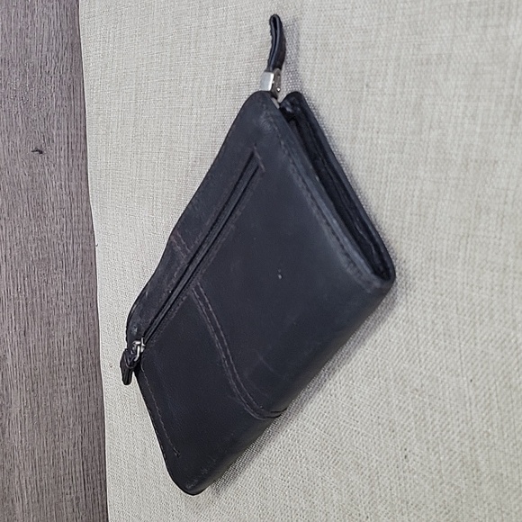 Women's Fossil Black Leather Wallet Clutch Purse - Picture 5 of 9